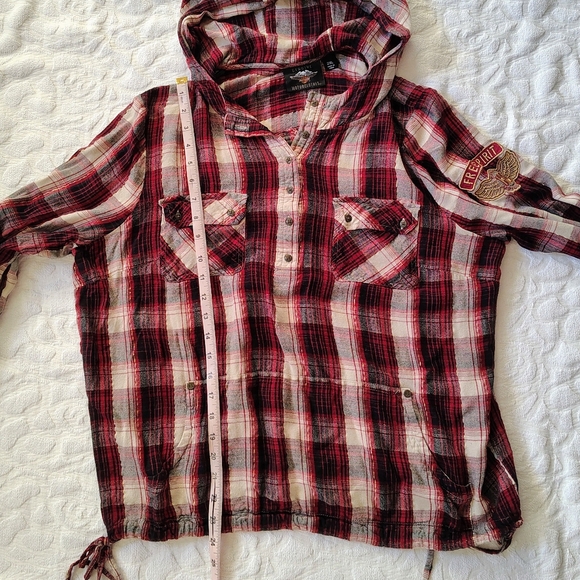 Harley Davidson Plaid Hooded Button Down Shirt 2X - Picture 7 of 11